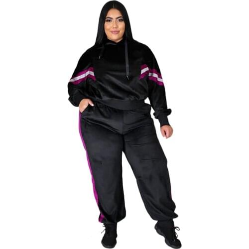 Matching Sets for Women Plus Size Set 3xl 4XL 5XL Velvet Large Size Suit Conjunto De Invierno Para Mujer Women Two Piece Outfits