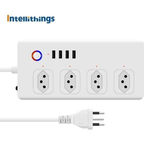 Zigbee 10A Plugue Filtro de Linha 4 Individuais Disjuntores 2.1A USB Tuya Tomada Inteligente Protetor Eletronico Smartthings App