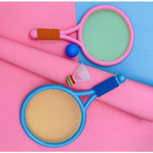 1Set Plastic children tennis badminton toys outdoor indoor sports leisure toys tennis rackets parent-child toys kids gifts