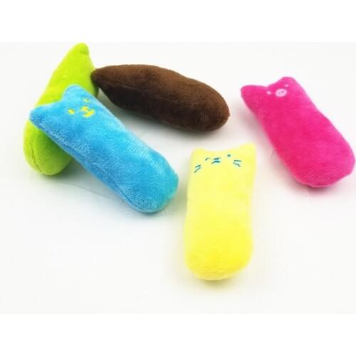 Cheap 1pc Cute Interactive Fancy Pets Teeth Grinding Catnip Toys Claws Thumb Bite Cat mint Cat Toy Random Color