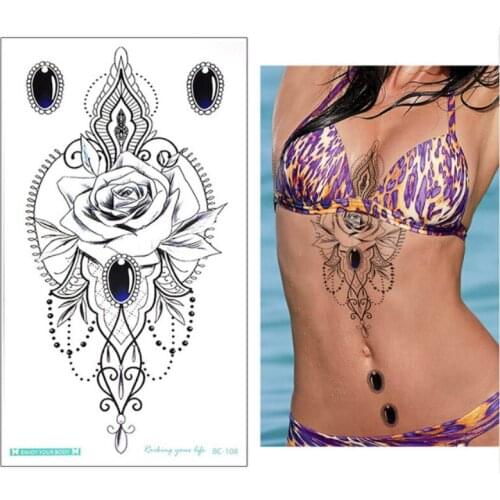 1pcs Temp Body Art Lower Back Temporary Tattoos Fantasy Fake Tattoo for Women Girls Adult Tribal Flower Waterproof Stickers