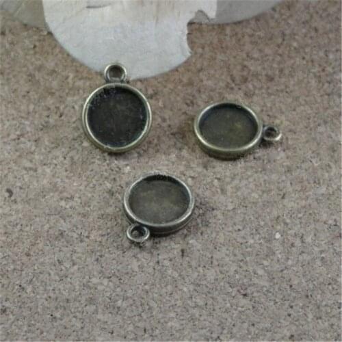 100pcs/lot Vintage Bronze Round Cabochon Base 12mm Inner Size Double-sided Cameo Settings for Handmade Jewelry