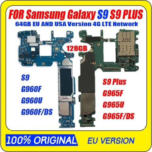128GB Original For Samsung Galaxy S9 G960F G960U G960FD S9 Plus G965F G965U G965FD G9600 G9650 Motherboard Full chips,Eu Version