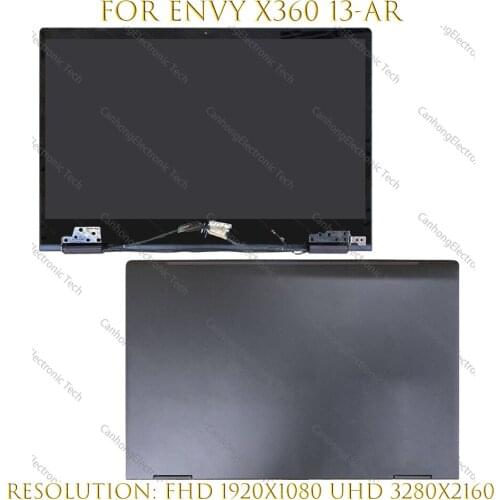 13.3" FHD UHD LCD Touch Screen Digitizer Full Assembly With Hings For HP ENVY X360 13-AR 13-ar0001ca 13-ar0002ur L57886-001