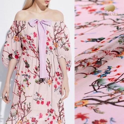 135cm digital inkjet silk smooth fabric 5mm light silk fabric transparent breathable dress tulle fabric wholesale silk cloth