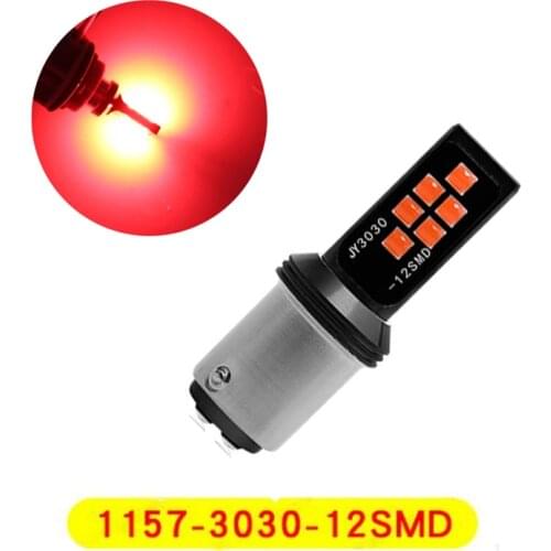 2Pcs Red Super Bright 1157 BA15D 3030 12SMD LED Bulbs Car Turn Signal Lights Auto Brake Lamp Taillights12V