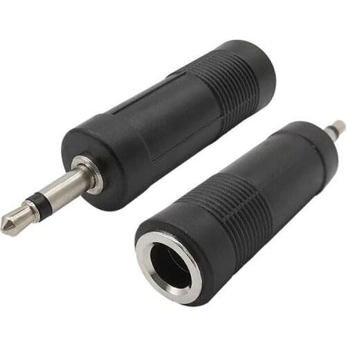 2Pcs 3.5mm Male to 6.35mm Female Mono Audio Adapter 1/8" Plug to 1/4" Jack Socket Converter Connector for PC MP3 Mobile Phone
