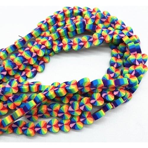 30pcs10mm Loving Heart Beads Polymer Clay Spacer Loose Beads for Jewelry Making DIY Bracelet Accessories #20