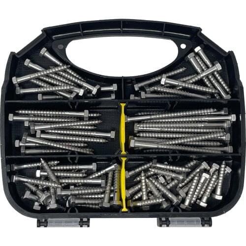 316 Stainless Steel Hex Head Lag Bolts Wood Screws Assortment Kit 80 Pcs