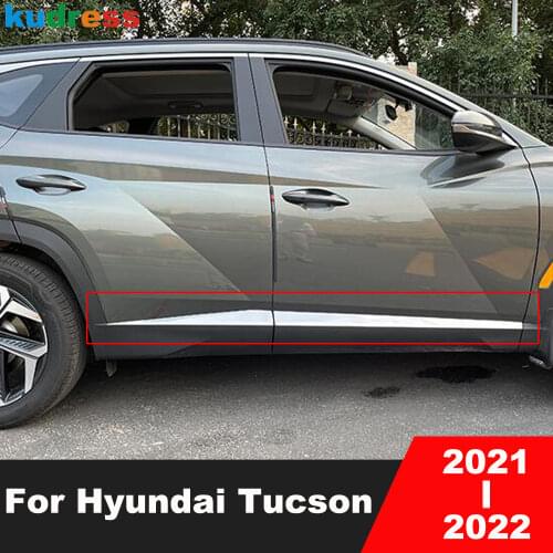 Side Door Body Trim For Hyundai Tucson 2021 2022 2023 ABS Chrome Door Molding Stream Panel Strip Car Styling Accessories 4pcs