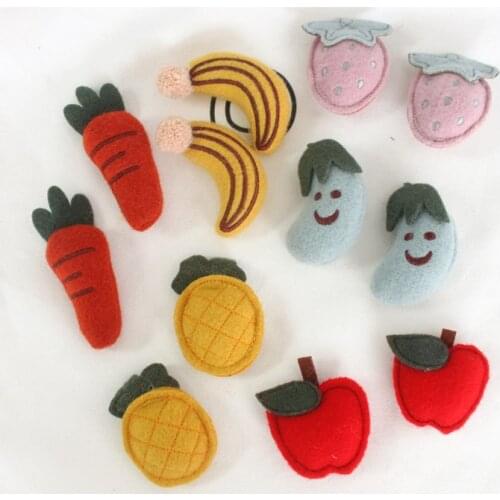 6Pcs/Lot Felt Cloth Cartoon Fruit Carrot Apple Appliques For Scarf Sewing Accessories DIY Hair Clip Decoration Patches