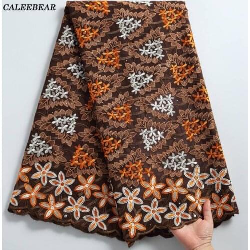Embroidery African Lace Fabric With Rhinestones Swiss Cotton Voile Lace In Switzerland High Quality Lace For Wedding Party S2245