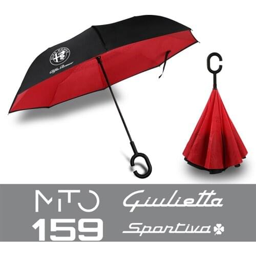 For Alfa Romeo 159 Giulietta Giulia 147 156 Mito Stelvio GT Sportiva Accessories Double Layer C shaped Handle Inverted Umbrella