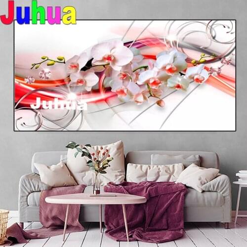 New diy Diamond Painting Red Orchid Flowers mosaic Diamond Blossom 3d Picture Full Square/round 5d diamond Embroidery Sale