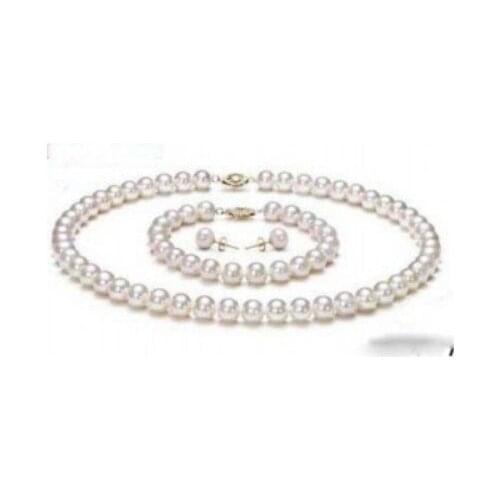 White pearl clasp necklace bracelet earrings and gift