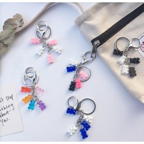 Cute Resin Gummy Bear Keychain For Woman Candy Color Animal Bear Charms Keyring Girls Handbag Jewelry Keyring Wedding Gifts
