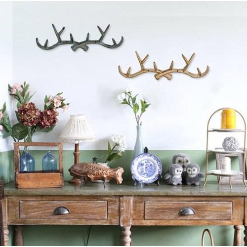 Cast Iron Decorative Wall Deer Coat Hook Retro Home Wall Decoration Antlers Hooks for Hanging Bar Restaurant Cafe Key Hanger