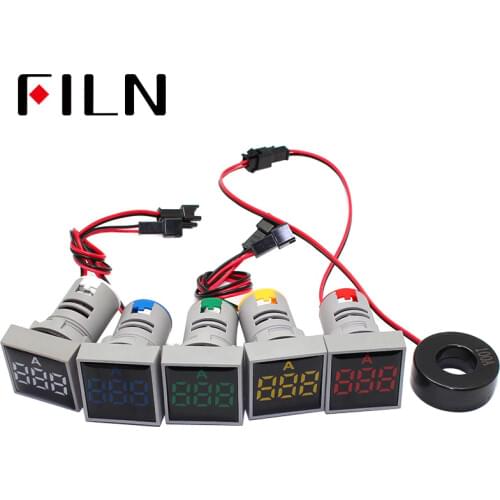 AC 220V 22mm Digital Ammeter 0-100A Current Monitor Meter Signal Lamp Amperemeter