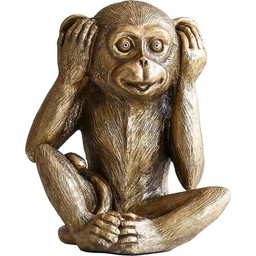 EUROPEAN THREE WISE MONKEYS STATUE NOT SEE NOT LISTEN NOT SAY MONKEY ARTS SCULPTURE CREATIVE ANIMALS RESIN CRAFTS LIVING ROOM