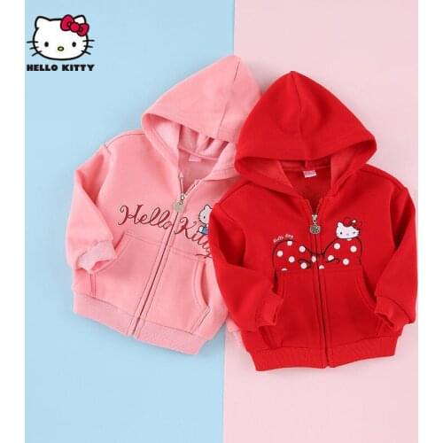 Hello Kitty Childrens Clothing Girl Cute Plus Fleece Coat Autumn and Winter New Non-inverted Fleece Upper Garment Accessories