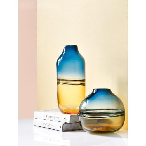 GY Nordic Glass Vase Decoration Living Room Flower Arrangement Dried Flowers Lucky Bamboo Decoration Bottle Flower Ware