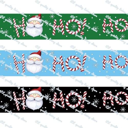 Custom cartoon Christmas printed grosgrain ribbon fold over elastic printing ribbons DIY hair accessories band 50 yards