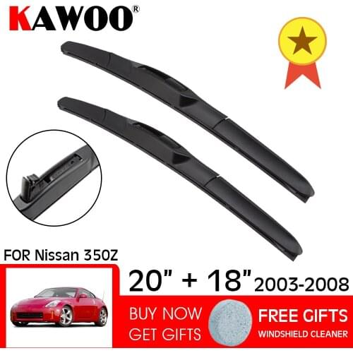 KAWOO For Nissan 350Z 20"18" Car Soft Rubber Clean The Windshield Wipers Blades 2008 2007 2006 2005 2004 2003 Fit U Hook Arm