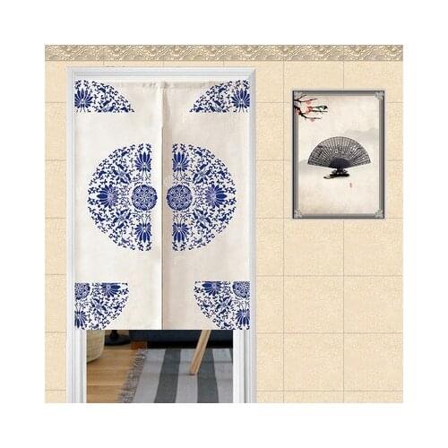 Chinese style ink wash painting retro door curtain cloth art porch retro living room bedroom decorative partition Zen portiere