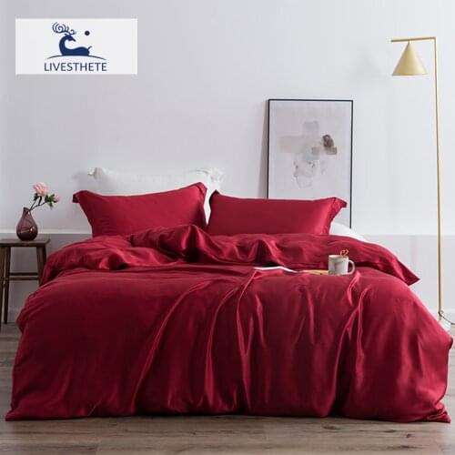 Liv-Esthete Noble Red Luxury 100% Silk Bedding Set 6A Grade Beauty Sleep Quilt Cover Set Double Quuen King Bed Linen Pillowcase