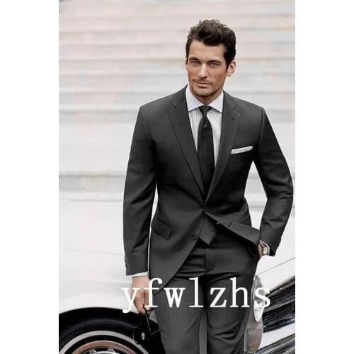 Handsome Groomsmen Notch Lapel Groom Tuxedos Wedding Dress Men Suits Blazer Prom Dinner (Jacket+Pants+Tie) K326