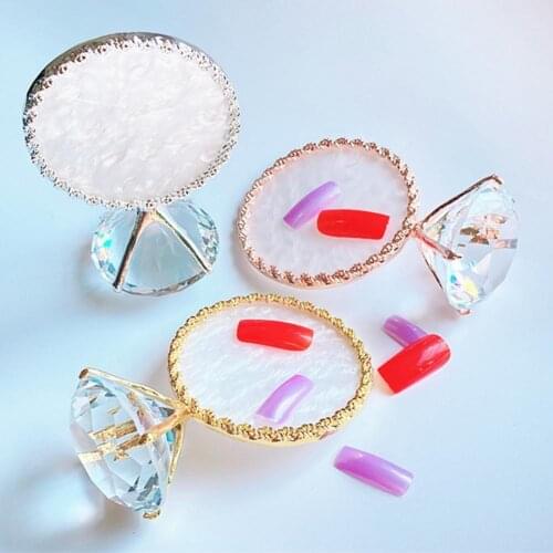 Nail Tips Display Stand Metal Portable Resin Nail Display Rack Multifunctional Faux Big Diamond Display Palette for Manicure