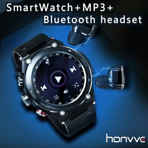 [ 2021new] MP3 player smart watch, two ear communication, Bluetooth headset, three in one waterproof heart rate exercise bracele