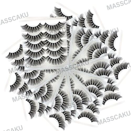 MASSCAKU 5 pairs natural 3D false eyelashes fake makeup Mink Lashes extension mink eyelashes