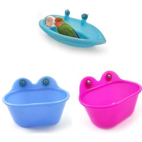 New Bird Toys Parrot Bathtub with Mirror for Small Bird and Small Parrot Bath Cleaning Supplies