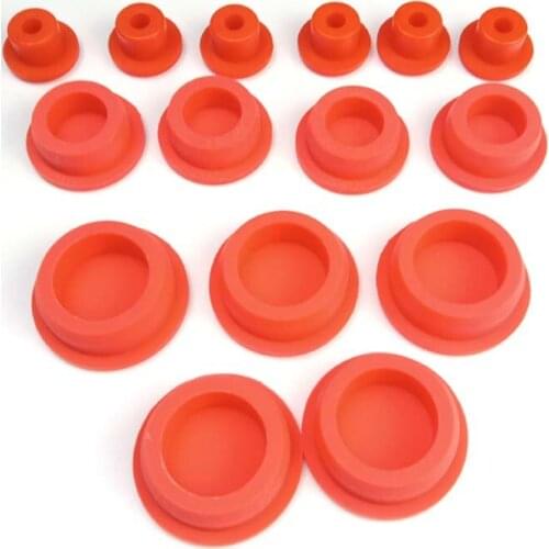 Bore 15-48.5mm Red Round Silicone Rubber Seal Hole Plug Blanking End Caps Seal T Type Stopper