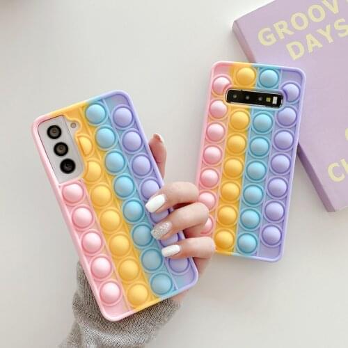 Relive Stress Phone Case For Samsung Galaxy S21 S20 S10 S9 Note 9 10 Plus 20 Ultra Push Toys Push It Bubble Game Silicone Cover