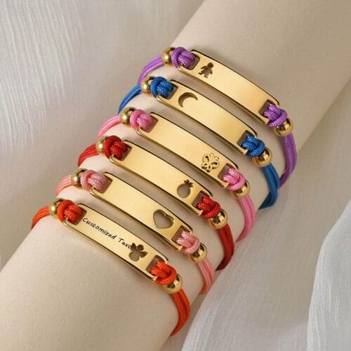 Personalzied DIY Bracelets Hand-Made Braided Colorful Rope Bracelet for Woman Girl Boy Kids Jewelry Gift