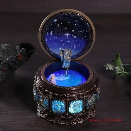 Birthday Gift For Kids Rotating Goddess Baby Music Box With Twinkling LED Light 3D 12 Constellations Castle In The Sky Music Box