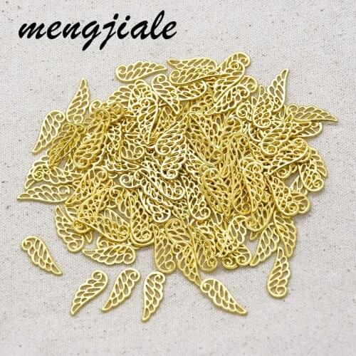 50pcs/lot Antique Gold Angel Wings Alloy Small Charms Pendant For Women Men Jewelry DIY Making Necklace Bracelet Accessories