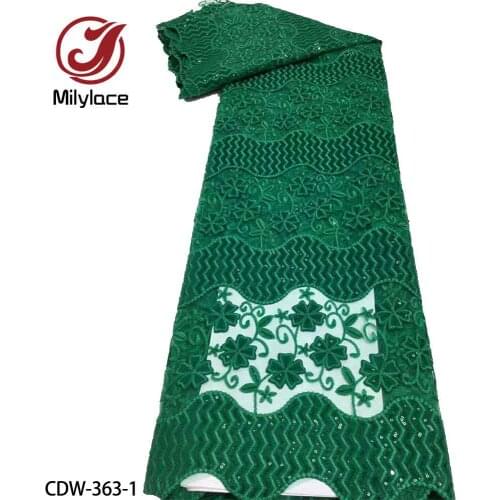 Latest French Tulle Lace Fabric African Lace Fabric High Quality Sequins Lace for Nigeria Wedding Dress CDW-363