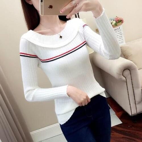 Long Sleeve Pullovers Tops Peter Pan Collar Sweater Pullovers Lady Casual Women Spring Winter Style Knitted