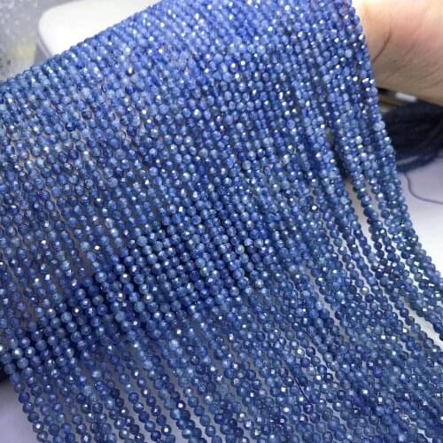 Sapphire loose beads blue round faceted 2/3/4mm nature for making jewelry necklace 14inch FPPJ wholesale