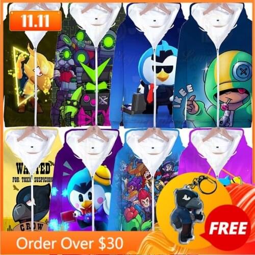 Crow Leon Browling Star,s 3 To 14 Years Kids Boys Girls 3D Game Cartoon Heroes Hoodie Browlers Hoodie Kids Birthday Gift