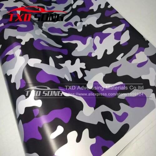 Digital Printing PURPLE BLACK Camo Vinyl Car Wrap Styling With air bubble Free Pixel PURPLE Camouflage vinyl Sticker