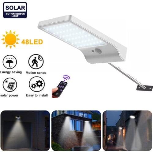 48LED Solar PIR Motion Sensor Wall Light 3.7V/2000mAh Outdoor Waterproof 3 Modes Waterproof For Warehouse Path Door Street Light