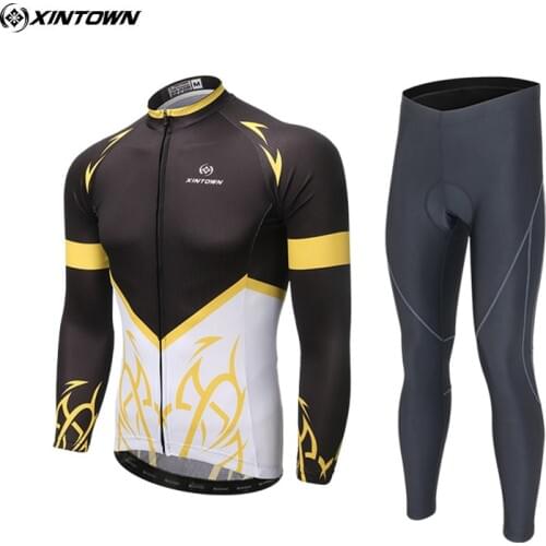 XINTOWN Cycling Long Sleeves Jersey Maillot Ropa Ciclismo Mens Bike Bicycle Bib Pants Sets 3D Gel Pad Outdoor Sports Breathable