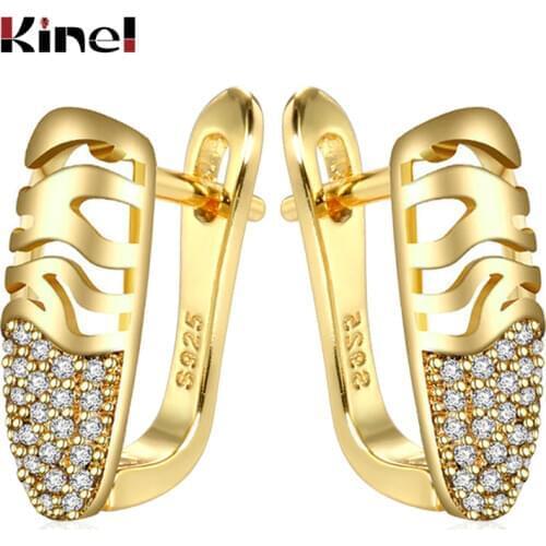 Kinel Simple Micro Wax Inlay Stud Earrings Women Fashion Wedding Jewelry Tibetan silver Natural Zircon Earring For Girl Gift