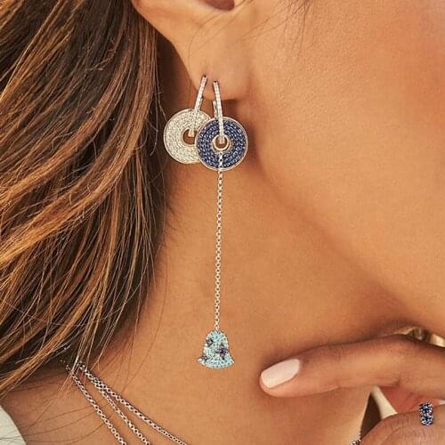 Queen Lotus 2019 High Quality New Earrings For Women Drop Earrings AAA Zircon Jewelry Fashion Jewelry For Gift Asymmetry