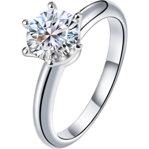 ZHIXI Real 925 Sterling Silver Ring For Women 1ct 2ct 3ct Moissanite Diamond Ring Classic Style Wedding Fine Jewelry R530