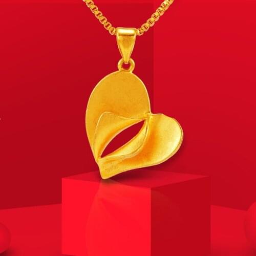 VAMOOSY Vintage Real Dubai 24K Gold Necklaces Chain for Women NEW 2020 Gold Heart Pendants Necklace Fashion Party Jewelry Gifts